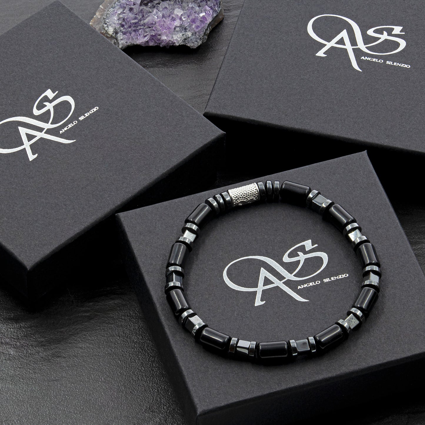 Black Achat Perlen 6mm Cube Black 925 Sterling Silber