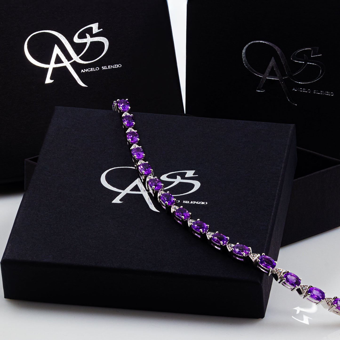 925 Sterling Silber Amethyst Edelstein AAA Armband