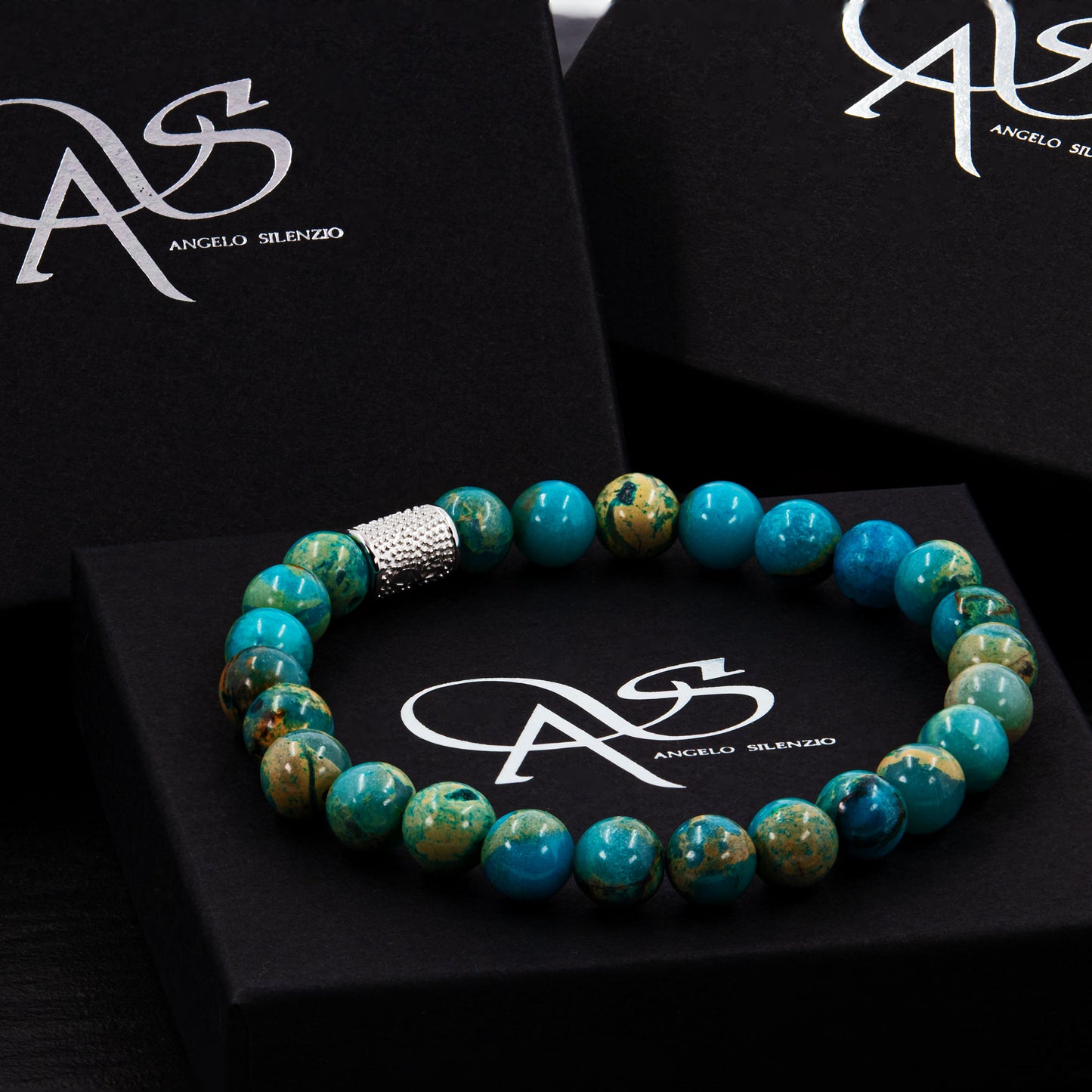 Aqua Terra Jaspis Perlen 925 Sterling Silber Rohdiniert