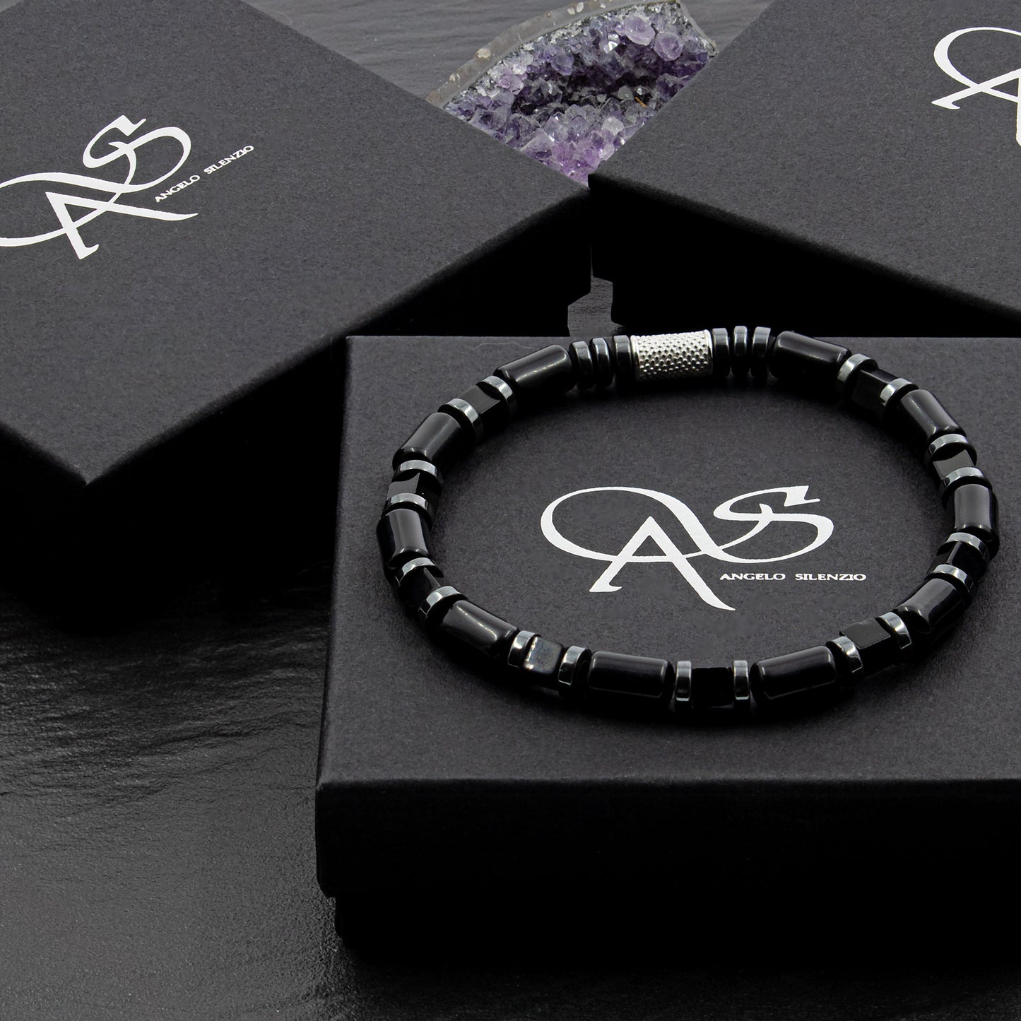 Black Achat Perlen 6mm Cube Black 925 Sterling Silber