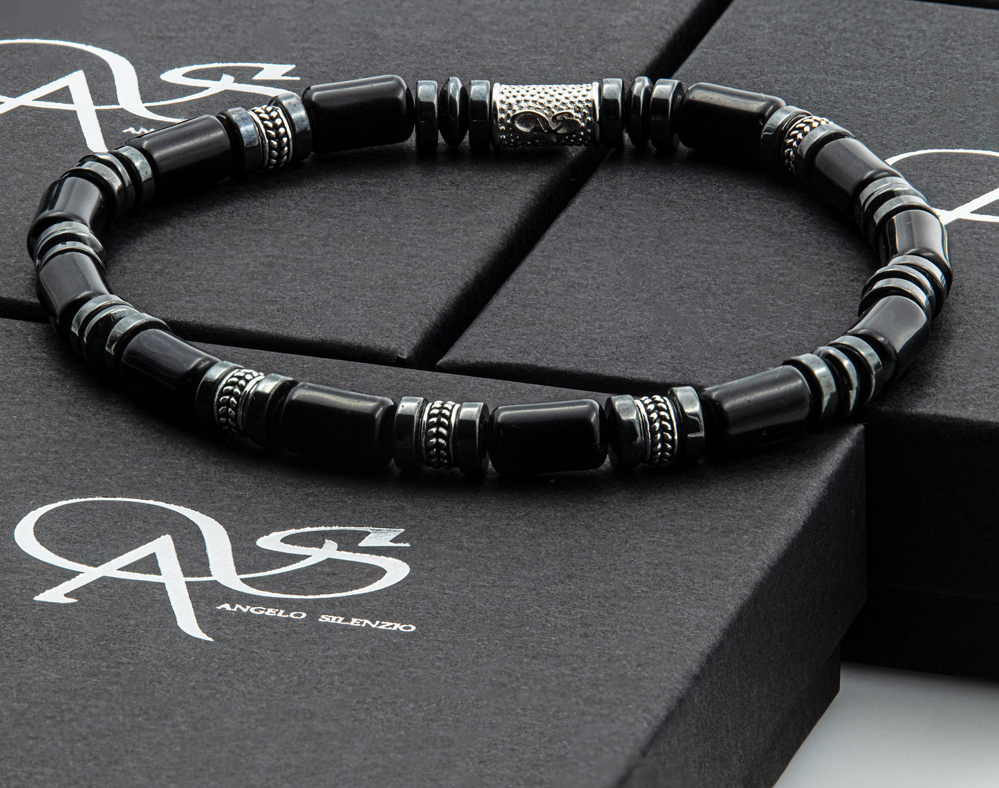 Black Achat Silver Orzo 6mm 925 Sterling Silber Rohdiniert