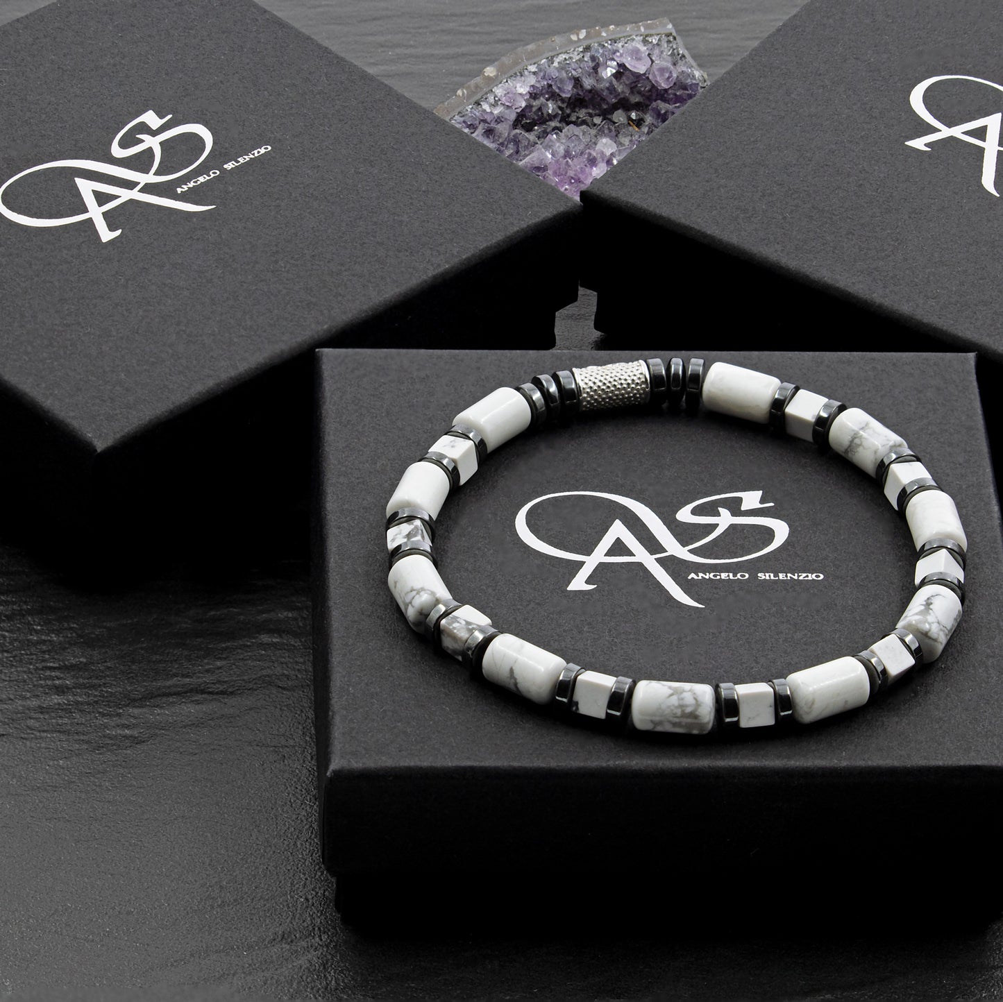 White Turquoise Perlen 6mm Cube Black 925 Sterling Silber
