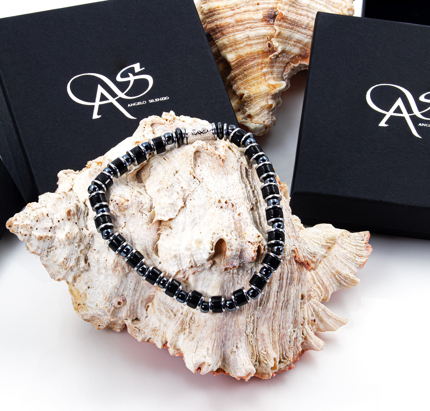 Black Obsidian Miyuki Perlen 925 Sterling Silber Rohdiniert 6mm