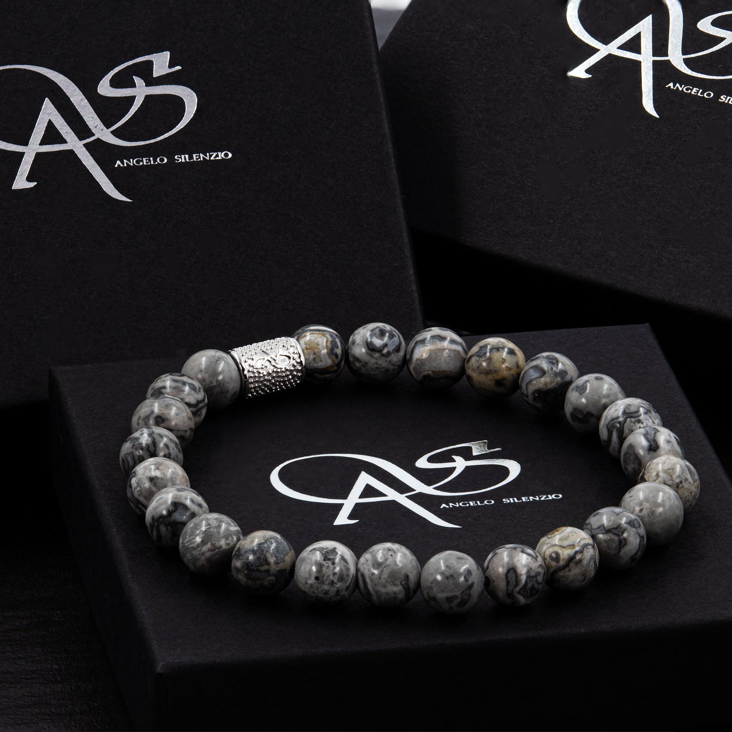 Jaspis Perlen 925 Sterling Silber Rohdiniert