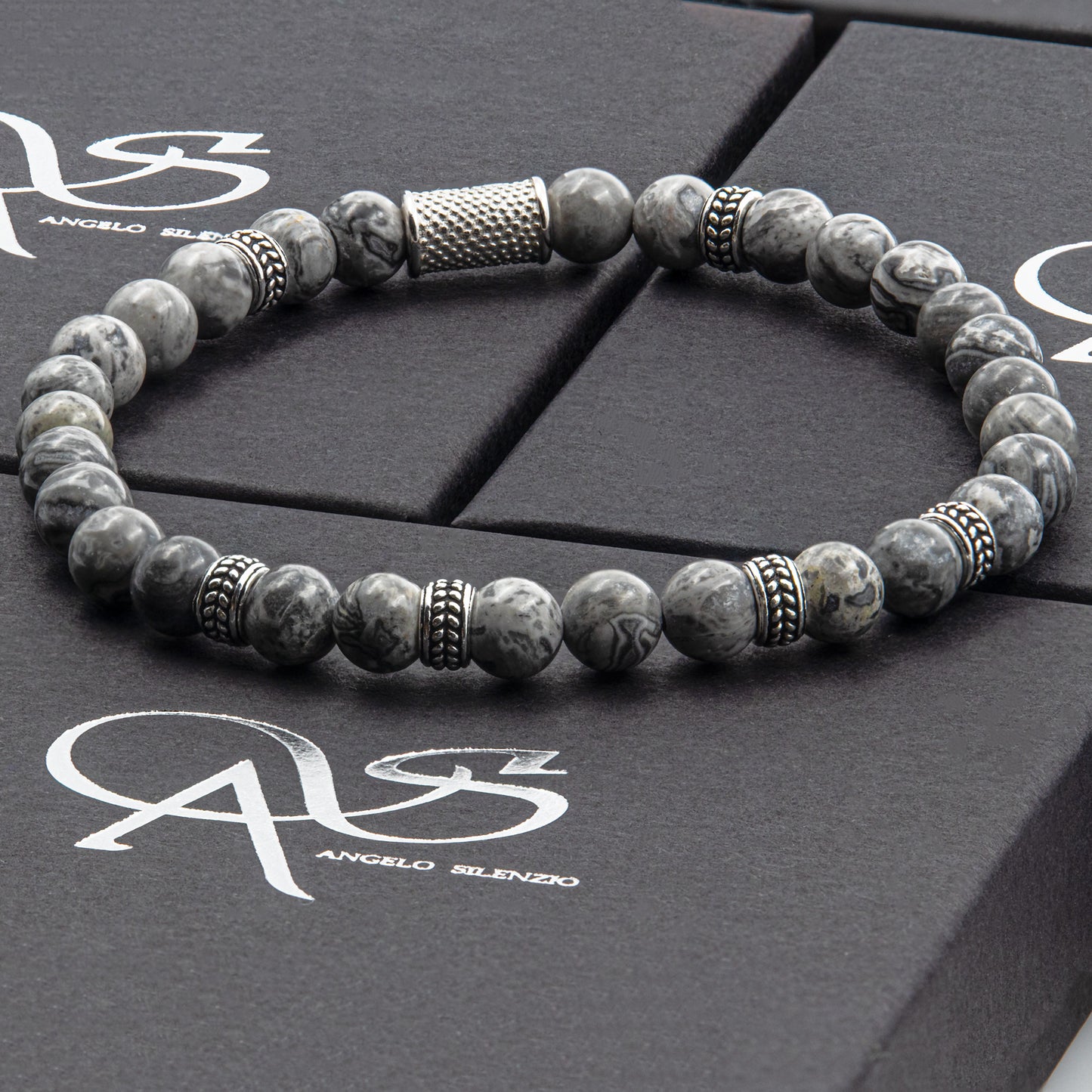 Jaspis Silver Orzo 6mm 925 Sterling Silber Rohdiniert