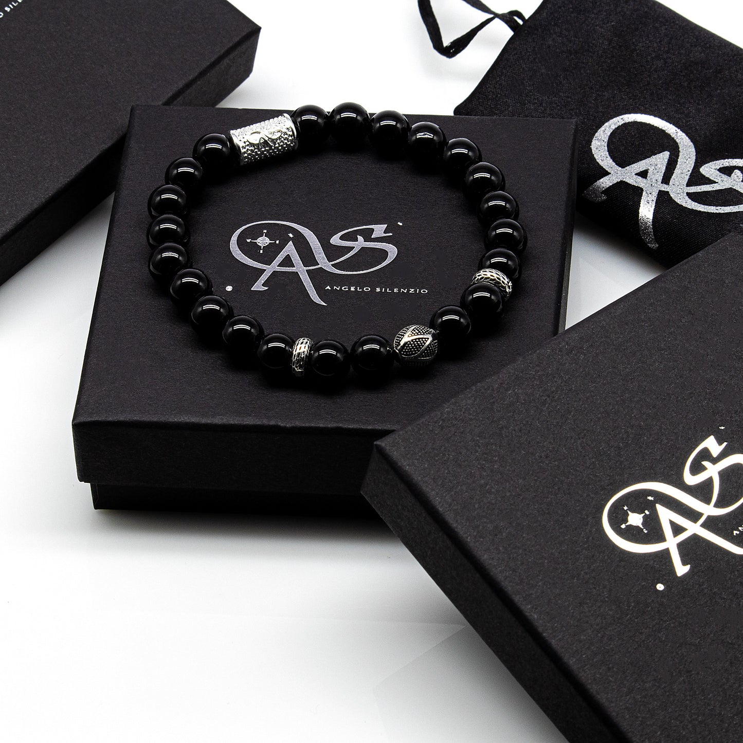 Onyx Perlen 925 Sterling Silber Monaco