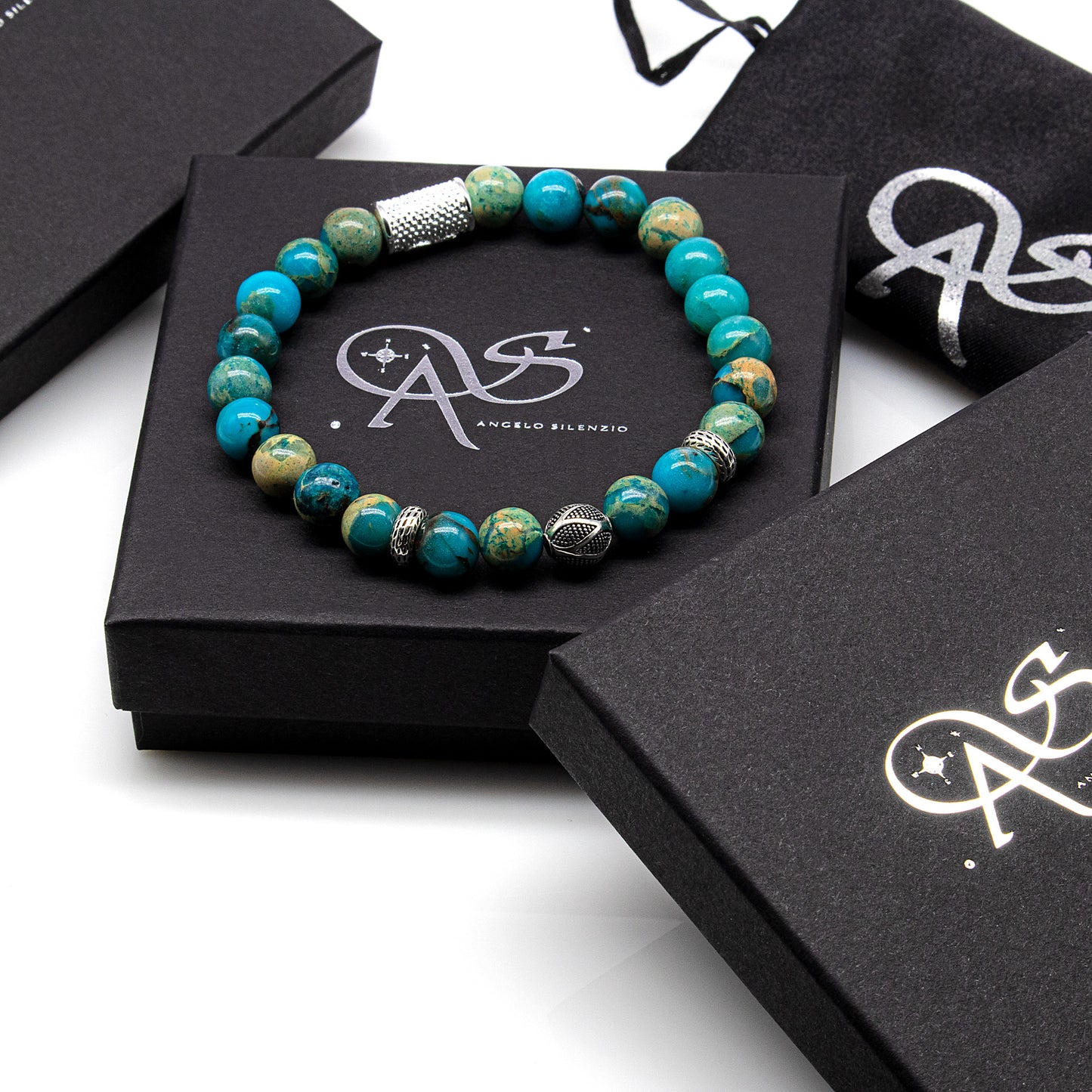 Aqua Terra Jaspis Perlen 925 Sterling Silber Monaco