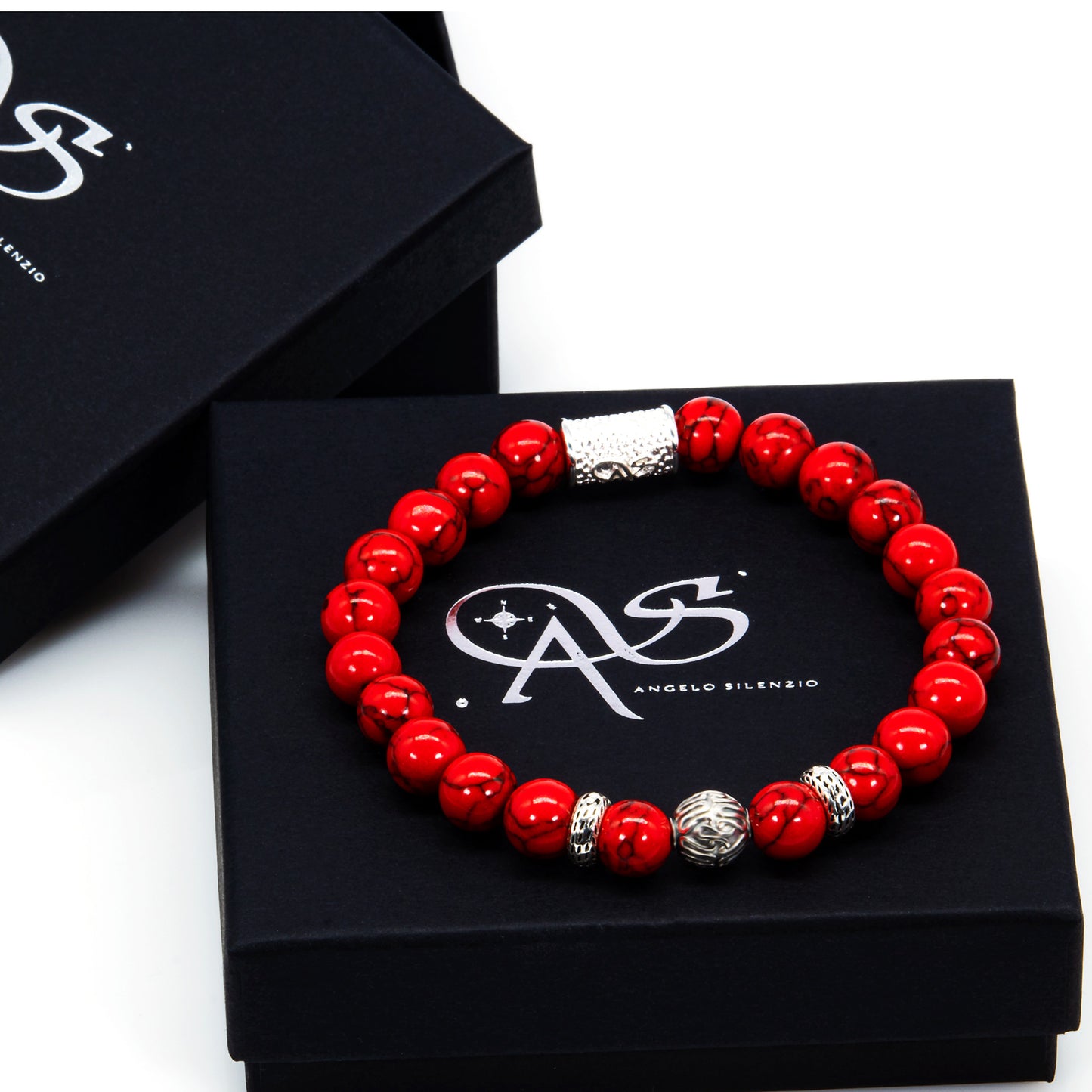 Roter Türkis Perlen Carlo 925 Sterling Silber