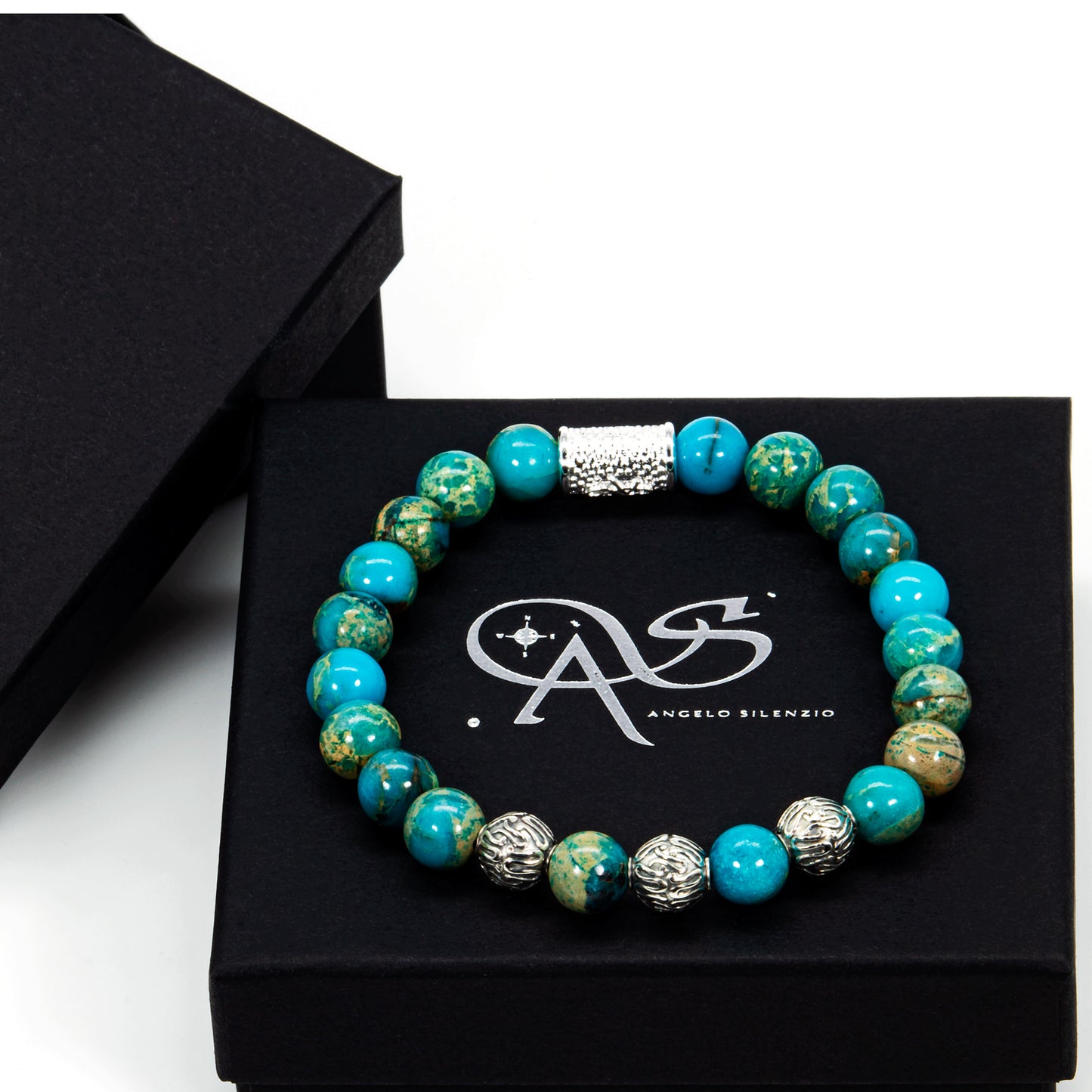 Aqua Terra Jaspis Perlen Roma 925 Sterling Silber