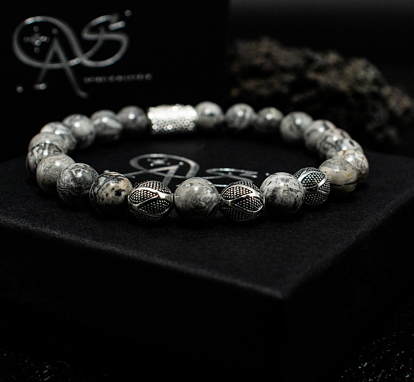 Jaspis Perlen Excelsior Silver 925 Sterling Silber