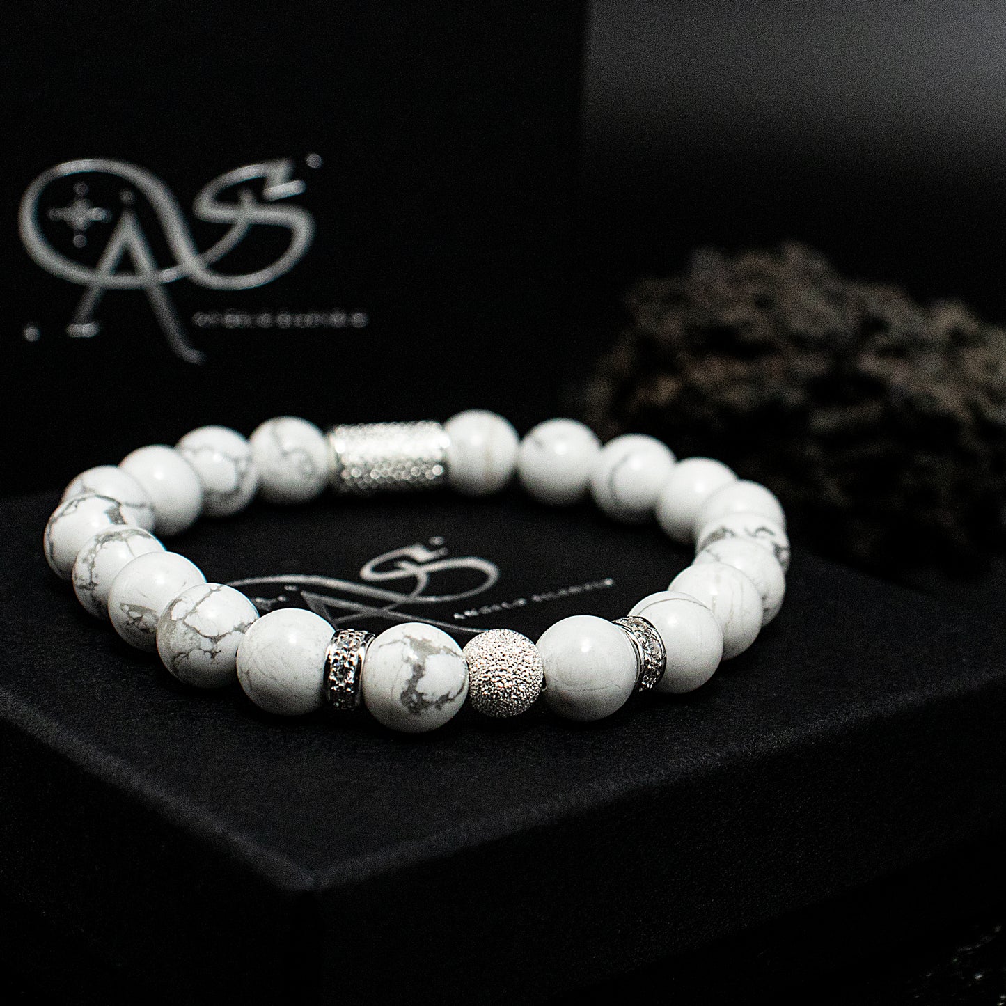 Howlith Perlen Luna 925 Sterling Silber