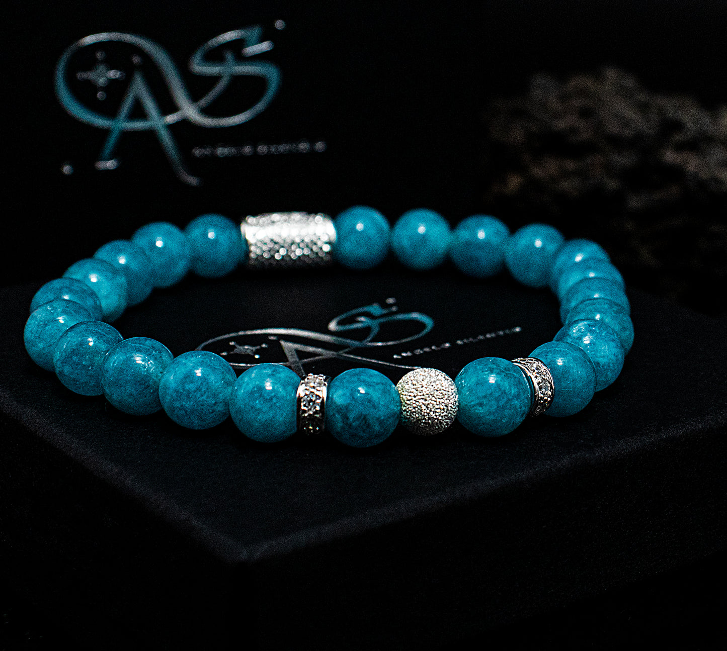 Amazonite Perlen Luna 925 Sterling Silber
