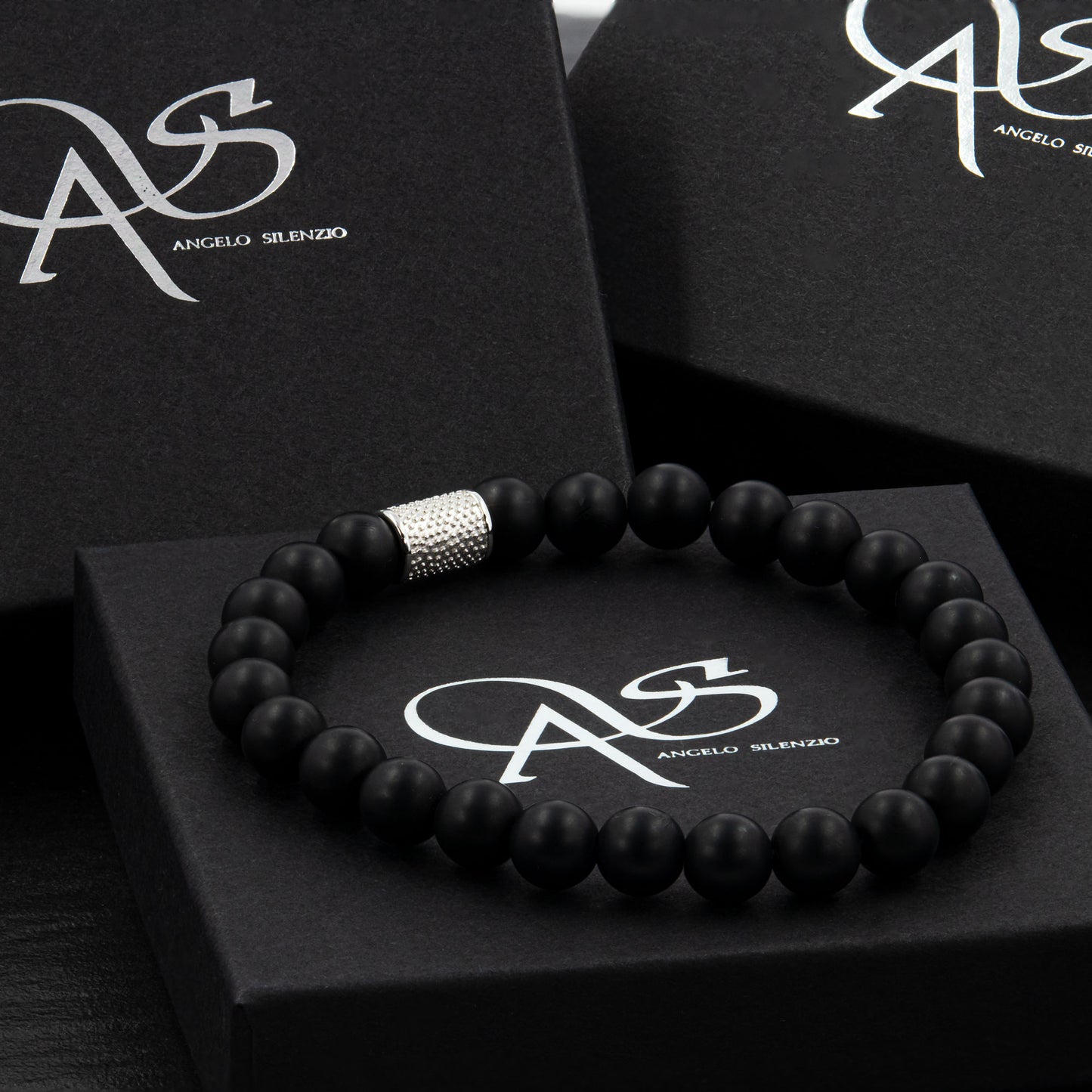 Onyx Matt Perlen 925 Sterling Silber Rohdiniert