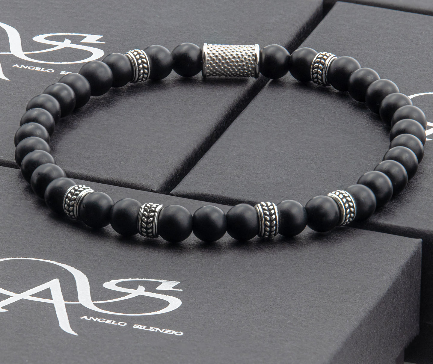 Onyx Matt Silver Orzo 6mm 925 Sterling Silber Rohdiniert