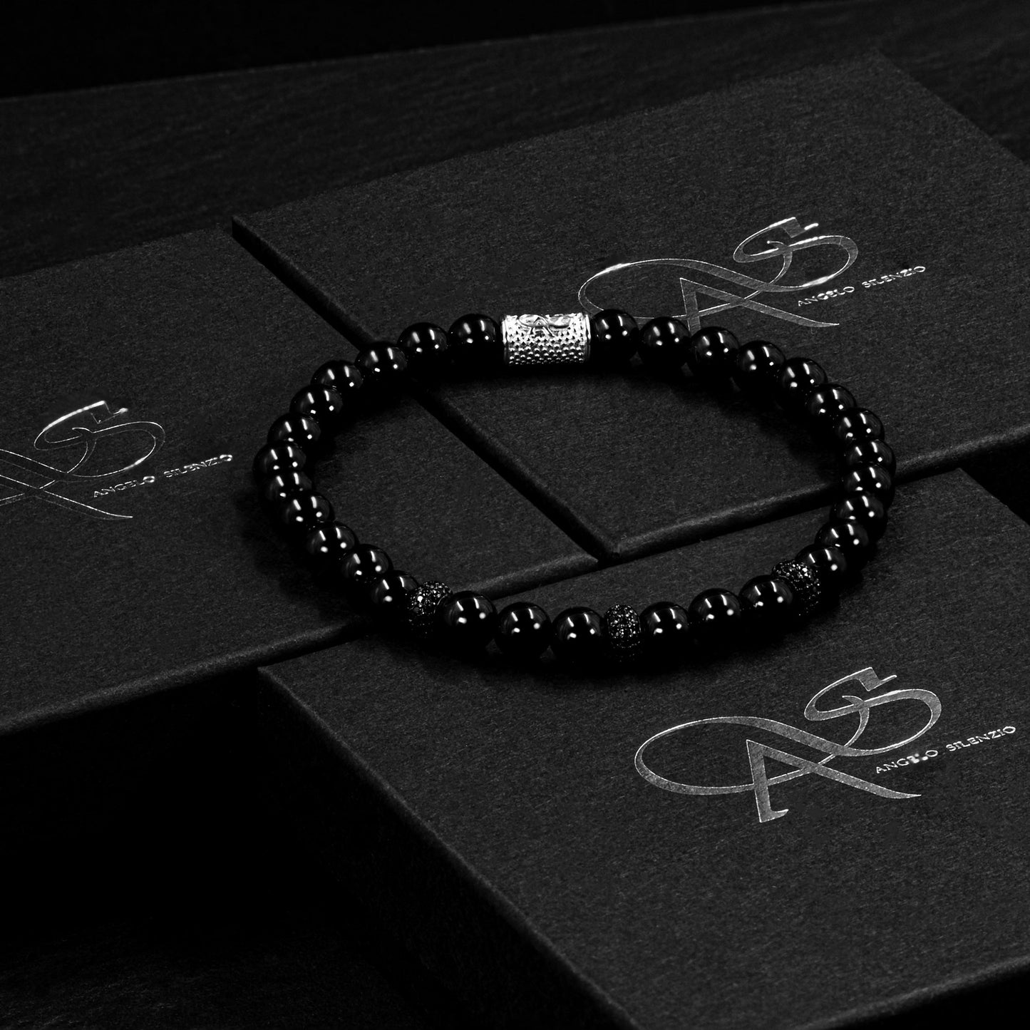 Onyx SilverLine Zirkon 6mm S 925 Sterling Silber Rohdiniert
