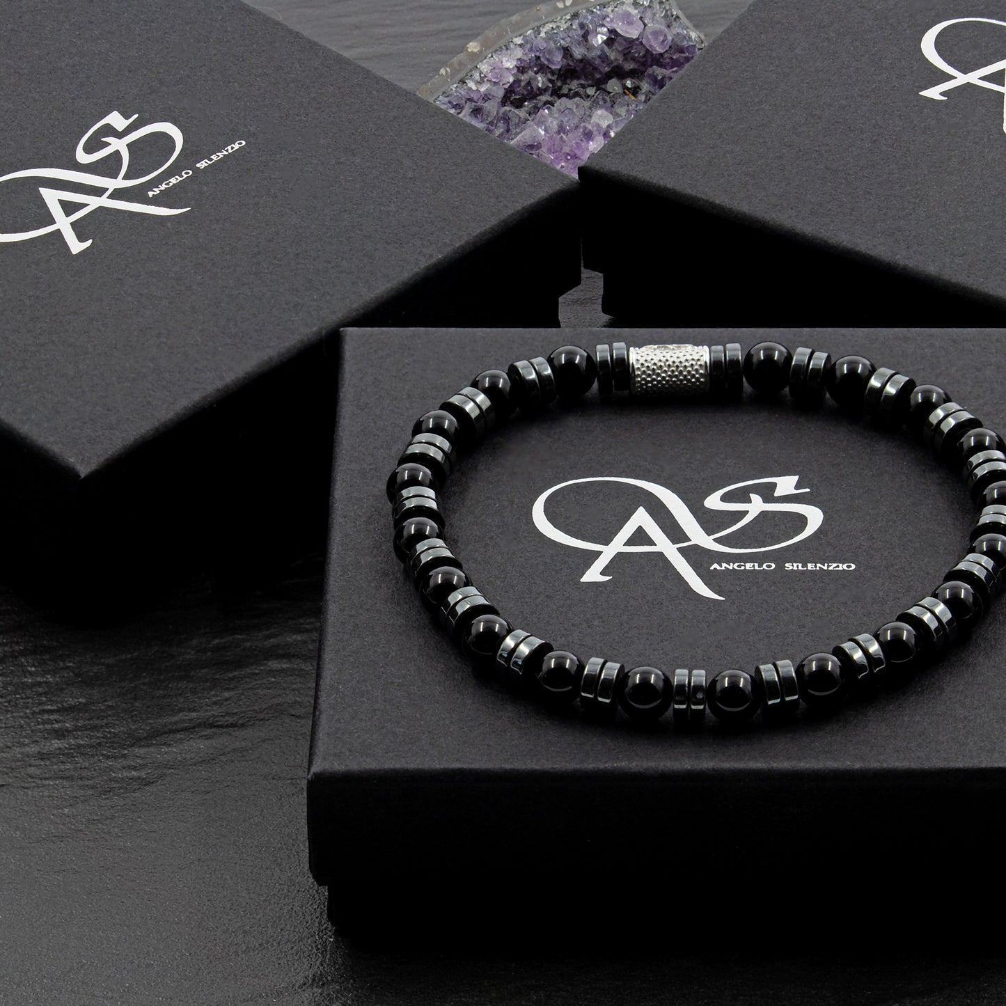 Black Onyx 6mm Perlen Disk F 925 Sterling Silber