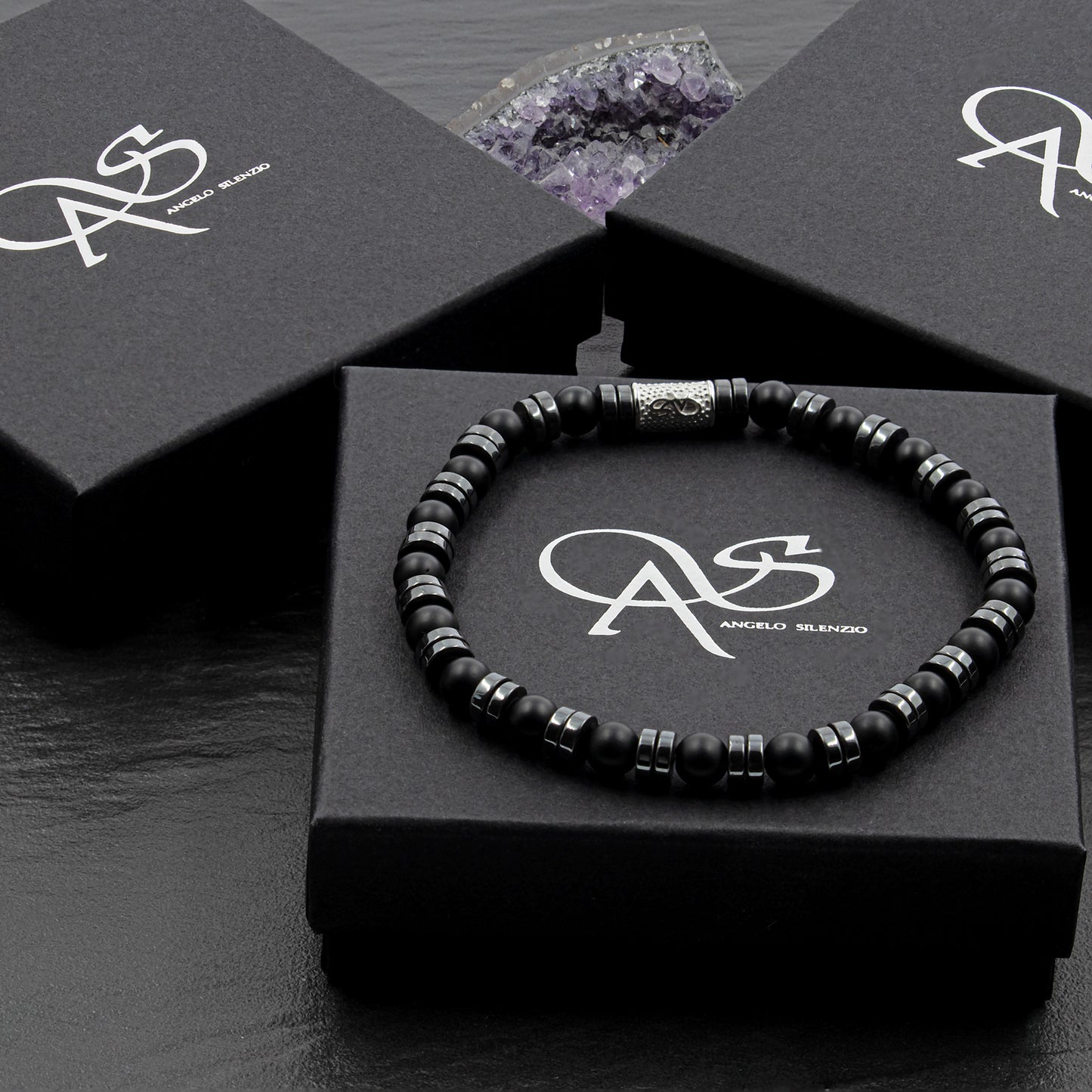 Black Onyx Matt 6mm Perlen Disk F 925 Sterling Silber