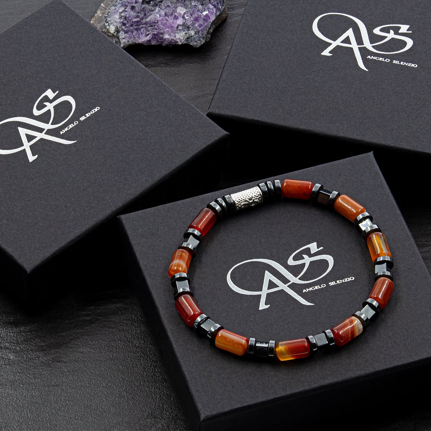 Red Agate Perlen 6mm Cube Black 925 Sterling Silber