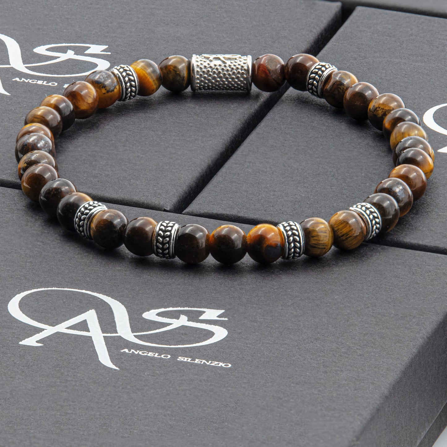 Tigerauge Silver Orzo 6mm 925 Sterling Silber Rohdiniert