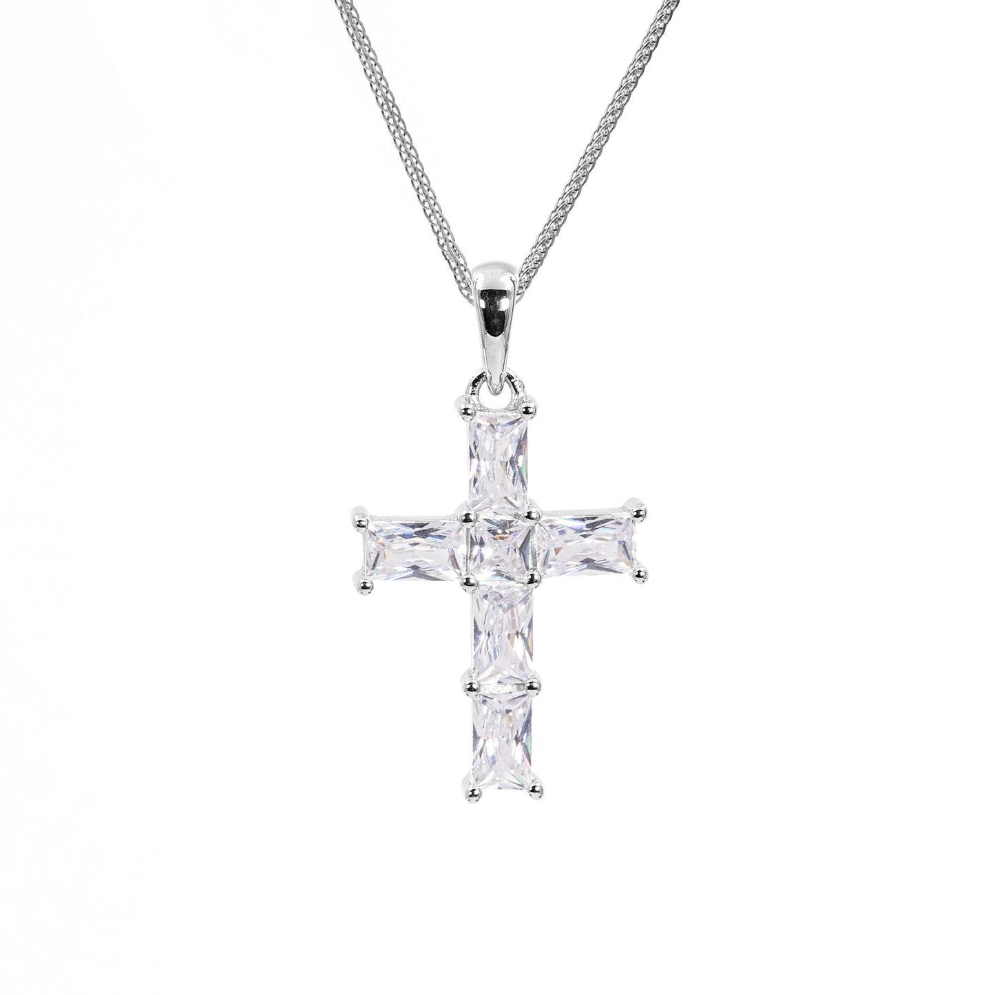 Kreuz Zirkon 925 Sterling Silber Anhänger