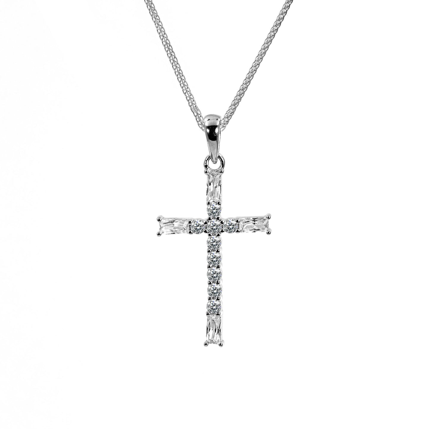 Kreuz Zirkon 925 Sterling Silber Anhänger