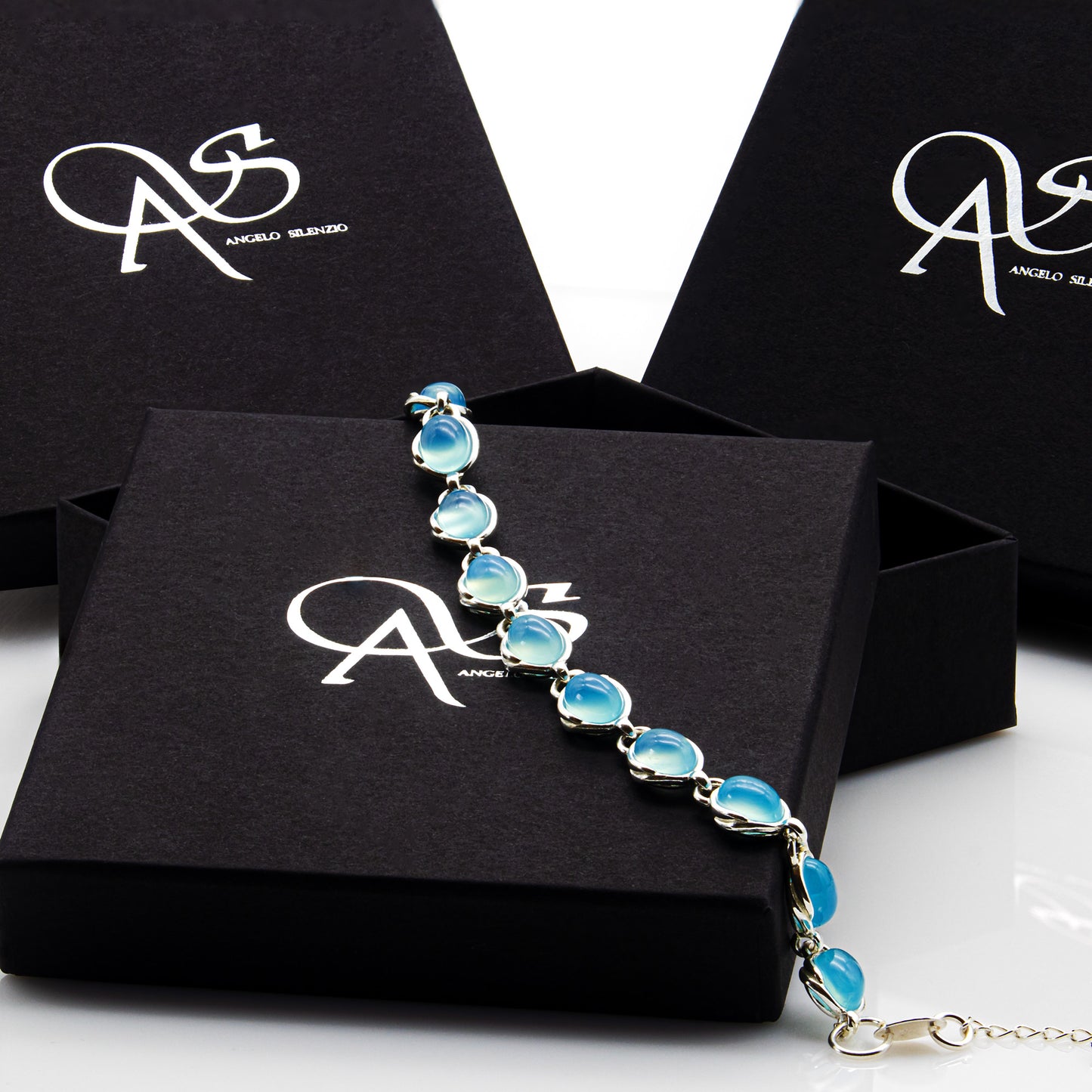 925 Sterling Silber Chalcedon Edelstein Armband
