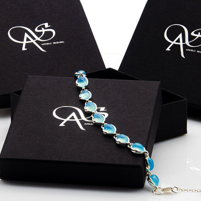 925 Sterling Silber Chalcedon Edelstein Armband