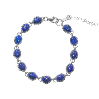 925 Sterling Silber Lapislazuli Edelstein Armband