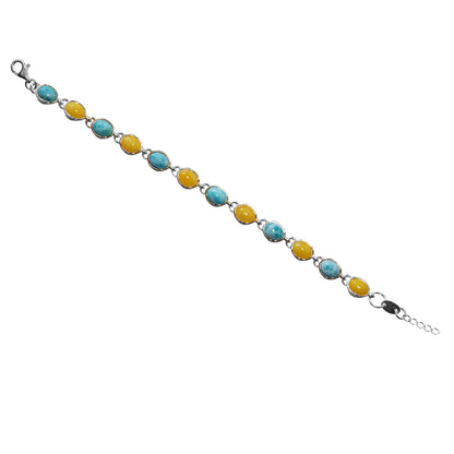 925 Sterling Silber Larimar mit Bernstein Edelstein Armband