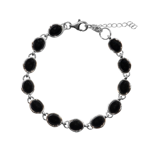 925 Sterling Silber Onyx Edelstein Armband