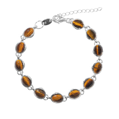 925 Sterling Silber Tigerauge Edelstein Armband
