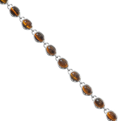 925 Sterling Silber Tigerauge Edelstein Armband