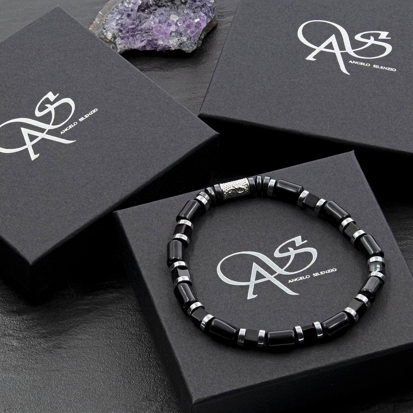 Black Achat Perlen 6mm Cube Silver925 Sterling Silber