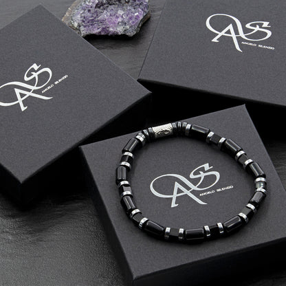 Black Achat Perlen 6mm Cube Silver925 Sterling Silber