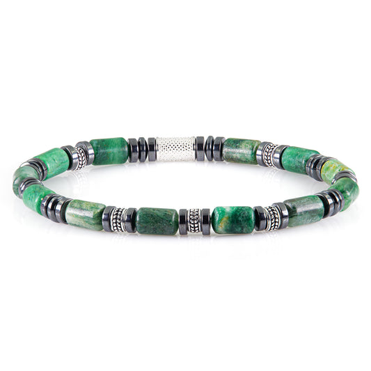 African Green Jade Silver Orzo 6mm 925 Sterling Silber Rohdiniert