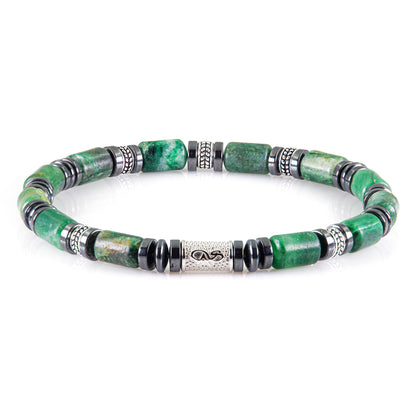 African Green Jade Silver Orzo 6mm 925 Sterling Silber Rohdiniert
