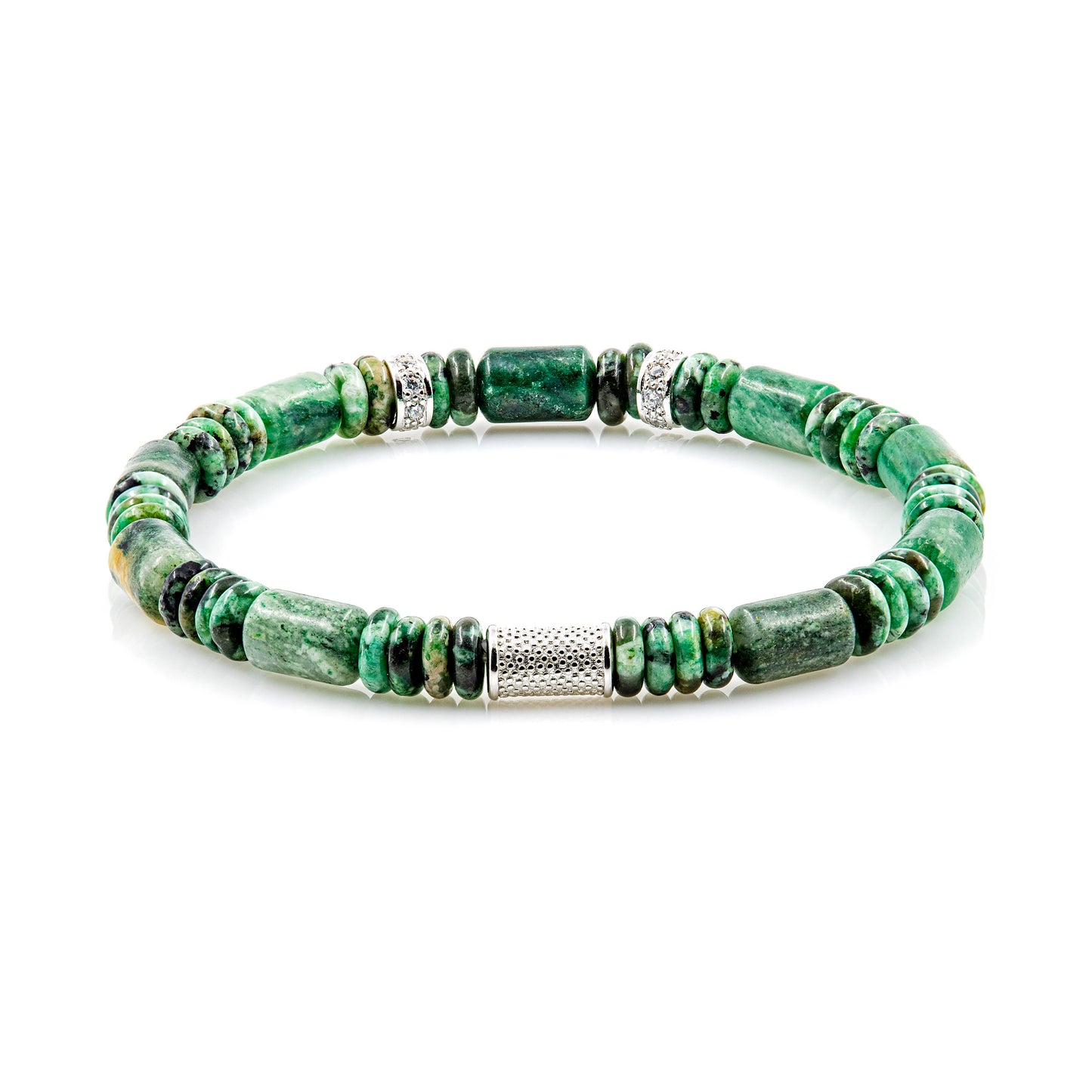 African Green Jade Perlen 6mm Disk Z 925 Sterling Silber