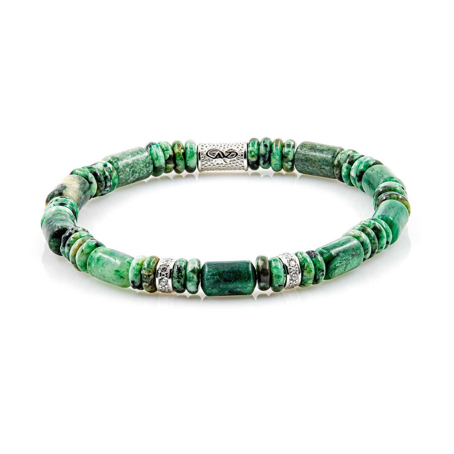 African Green Jade Perlen 6mm Disk Z 925 Sterling Silber