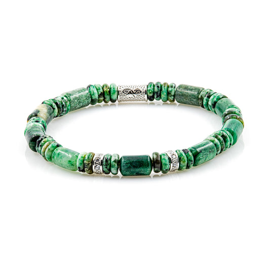 African Green Jade Perlen 6mm Disk Z 925 Sterling Silber