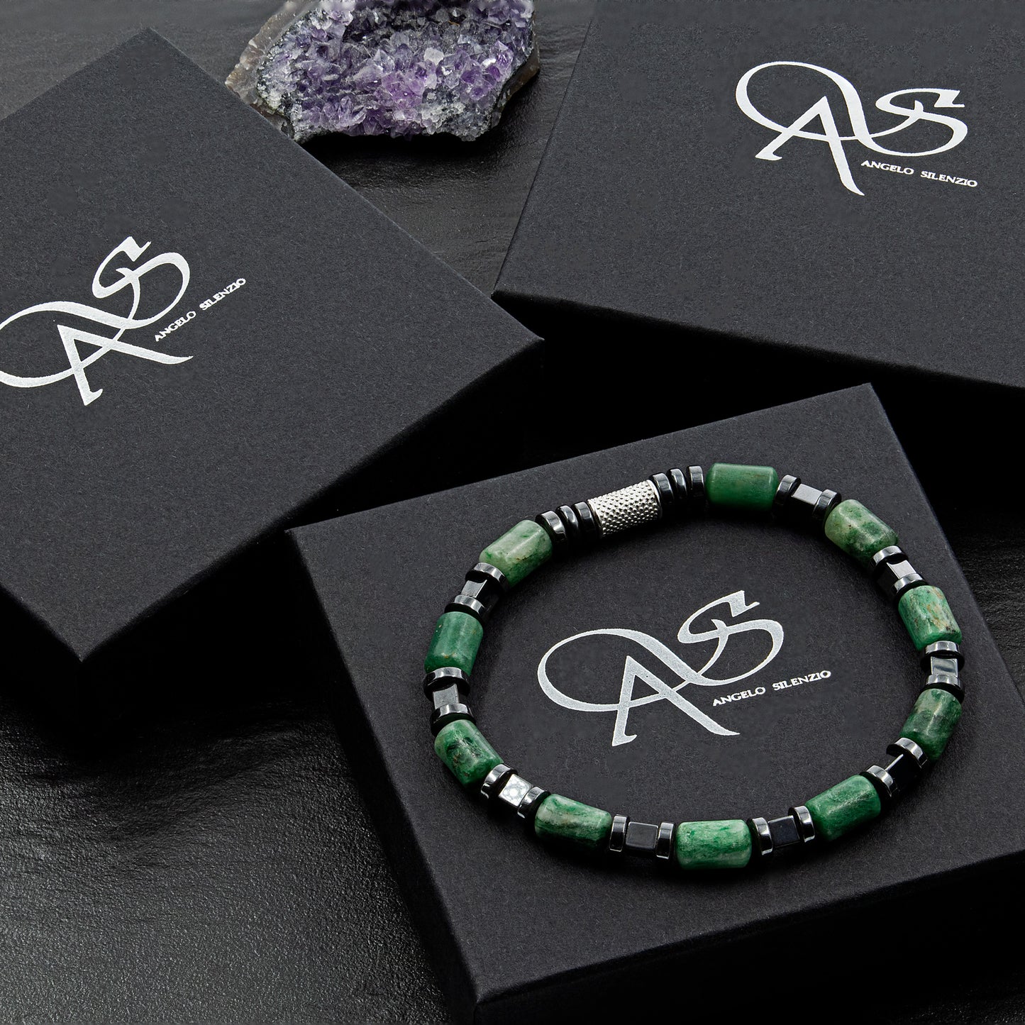 African Green Jade Perlen 6mm Cube Black 925 Sterling Silber