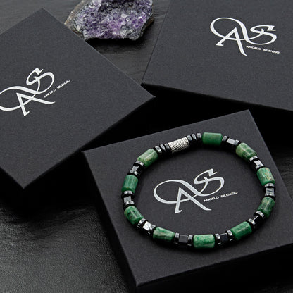 African Green Jade Perlen 6mm Cube Black 925 Sterling Silber
