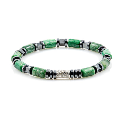 African Green Jade Perlen 6mm Cube Black 925 Sterling Silber