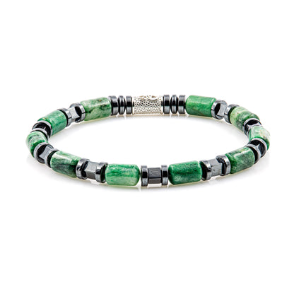 African Green Jade Perlen 6mm Cube Black 925 Sterling Silber