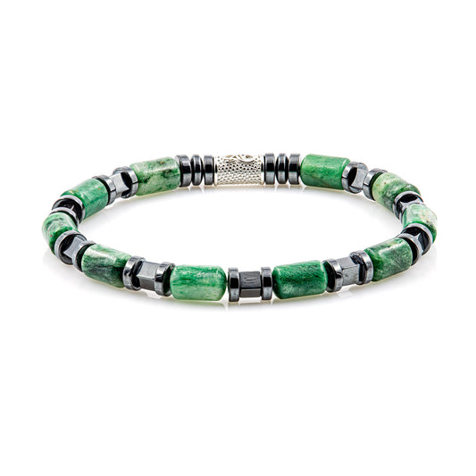 African Green Jade Perlen 6mm Cube Black 925 Sterling Silber
