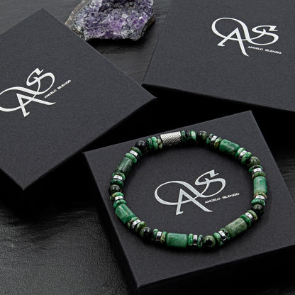 African Green Jade Perlen 6mm Pearl DS 925 Sterling Silber