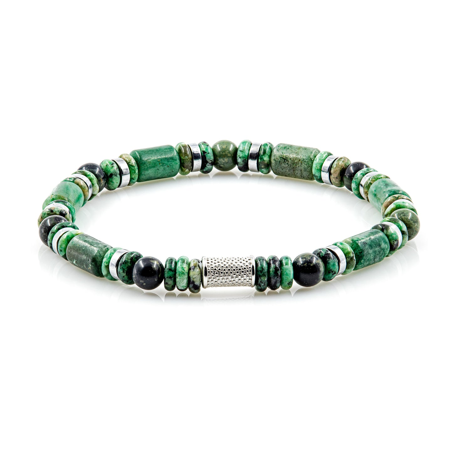 African Green Jade Perlen 6mm Pearl DS 925 Sterling Silber