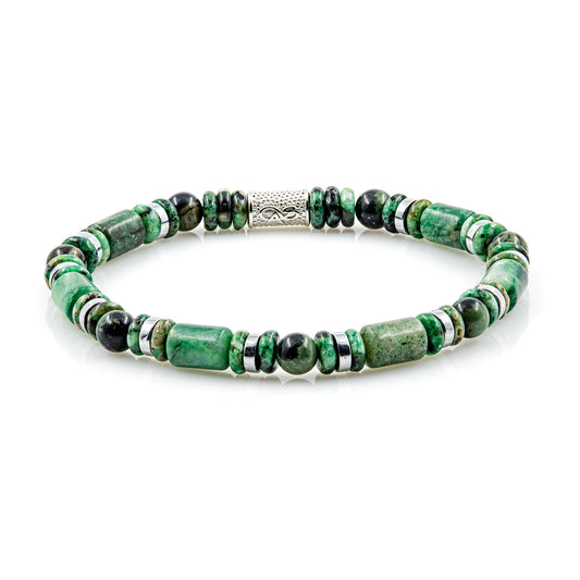 African Green Jade Perlen 6mm Pearl DS 925 Sterling Silber