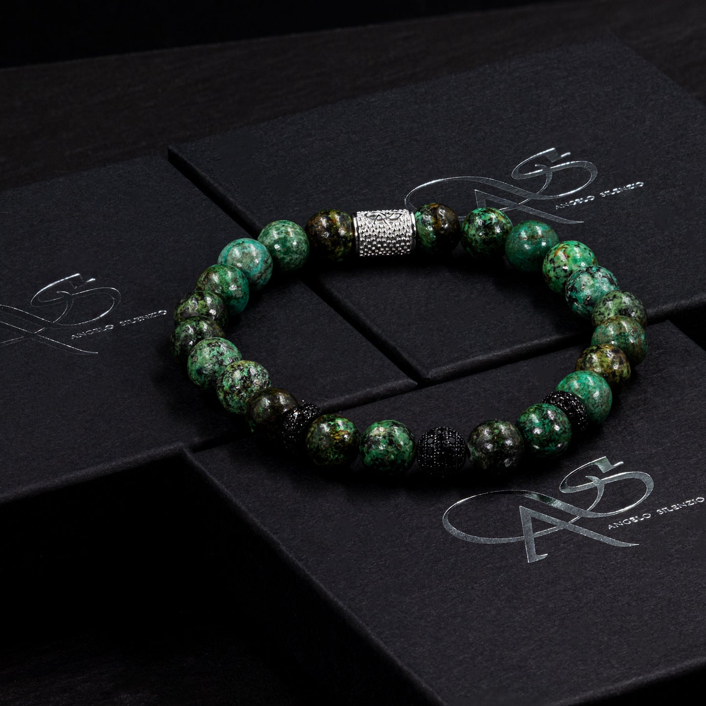 African Türkis SilverLine Zirkon 8mm S 925 Sterling Silber Rohdiniert