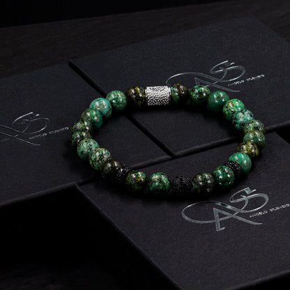 African Türkis SilverLine Zirkon 8mm S 925 Sterling Silber Rohdiniert