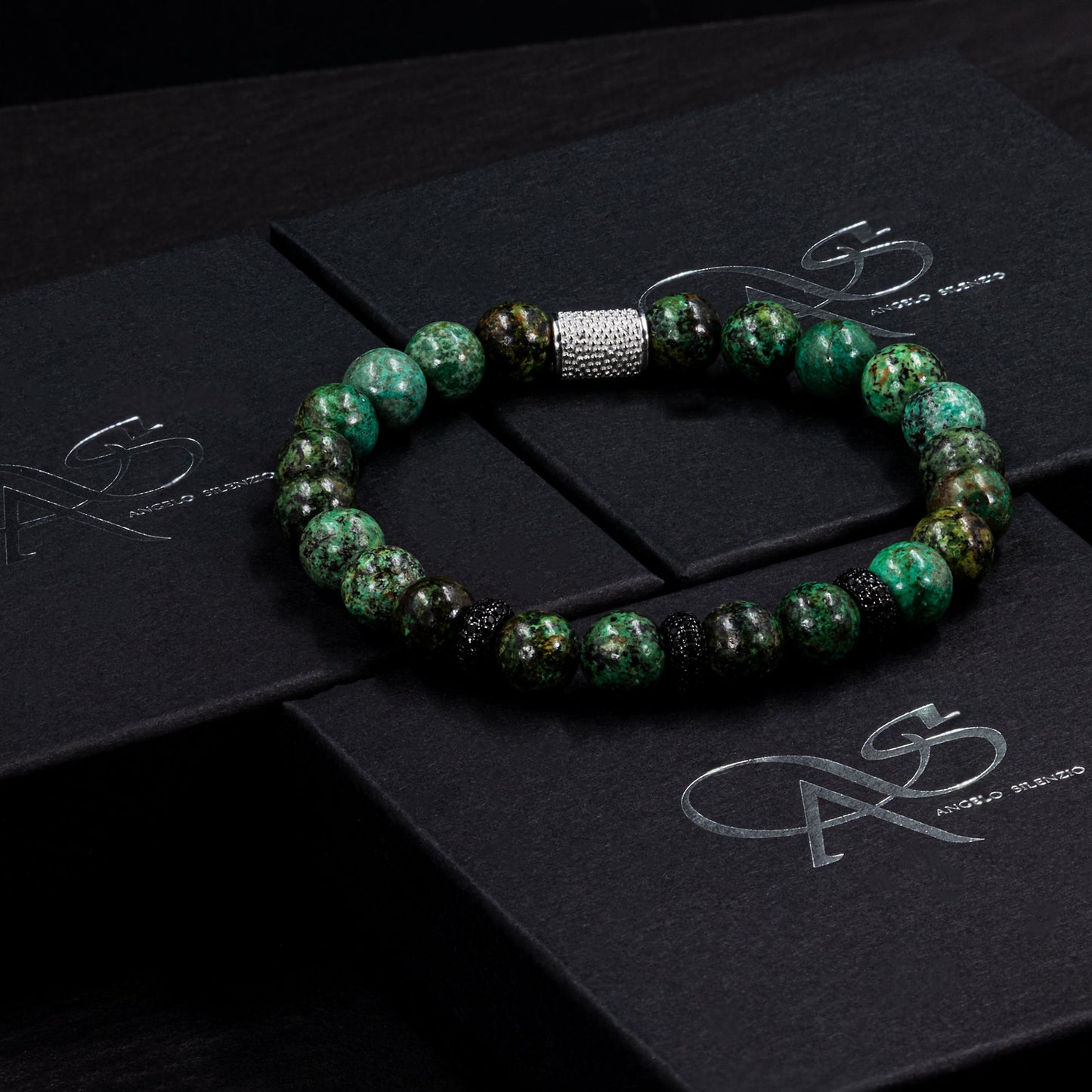 African Türkis SilverLine Zirkon 8mm S 925 Sterling Silber Rohdiniert